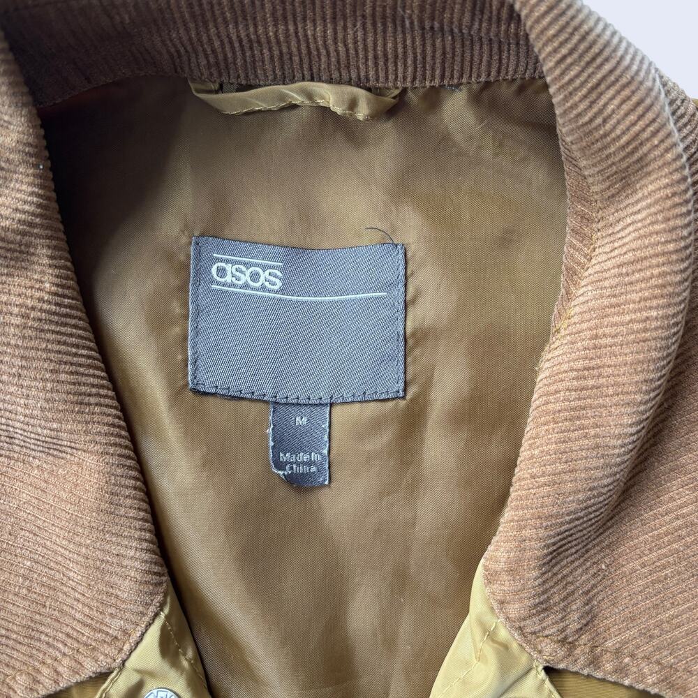 ASOS M Retro Utility Jacket Mustard Yellow Patchwork Corduroy Collar 70s - Picture 3 of 8